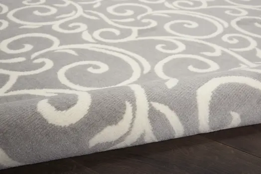 2' X 4' Gray and Ivory Floral Vines Power Loom Area Rug