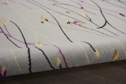 5' Gray and Pink Round Floral Vines Power Loom Area Rug