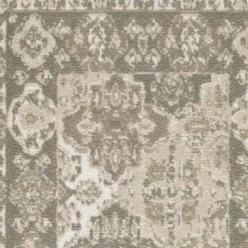 2' X 4' Green and Ivory Ogee Power Loom Distressed Area Rug