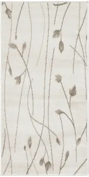2' X 4' Beige and Ivory Floral Power Loom Area Rug