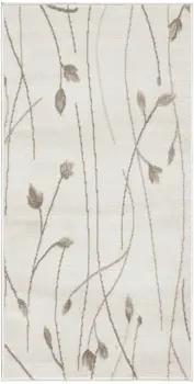 2' X 4' Beige and Ivory Floral Power Loom Area Rug