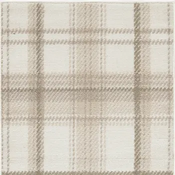 2' X 4' Beige and Ivory Plaid Power Loom Area Rug