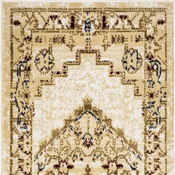 2' X 4' Beige and Ivory Medallion Power Loom Distressed Area Rug