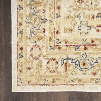 2' X 4' Beige and Ivory Medallion Power Loom Distressed Area Rug