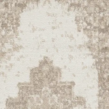 2' X 4' Beige and Ivory Medallion Power Loom Distressed Area Rug