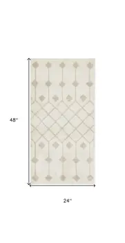 2' X 4' Beige and Ivory Moroccan Power Loom Area Rug