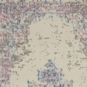 2' X 4' Ivory Pink And Blue Medallion Distressed Area Rug