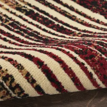 2' X 4' Tan Black and Red Striped Non Skid Area Rug