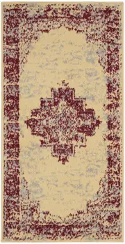 2' X 4' Cream Gray And Red Medallion Distressed Area Rug
