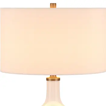 25" White Glass Urn Table Lamp With White Drum Shade