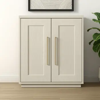 32" White Wood Accent Cabinet With Two Doors