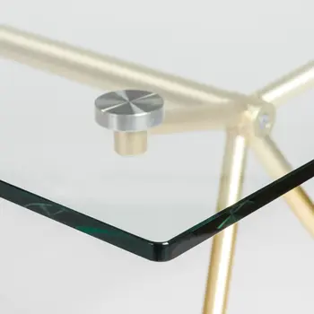 60" Clear And Gold Glass And Steel Dining Table