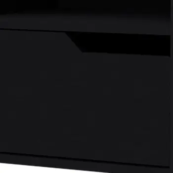 13" Black Wood One Drawer Floating Nightstand