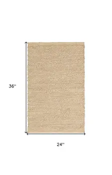 2' X 3' Natural Jute Flatweave Handmade Area Rug