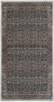 2' X 4' Blue and Yellow Oriental Power Loom Distressed Washable Non Skid Area Rug