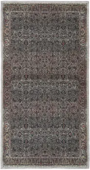 2' X 4' Blue and Yellow Oriental Power Loom Distressed Washable Non Skid Area Rug