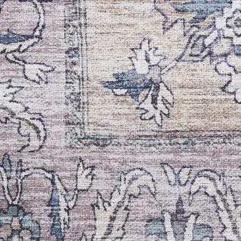 2' X 4' Pink and Ivory Medallion Power Loom Distressed Washable Non Skid Area Rug