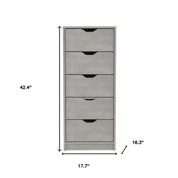 18" Gray Five Drawer Standard Chest