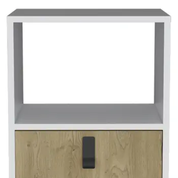 22" White One Drawer Faux Wood Nightstand