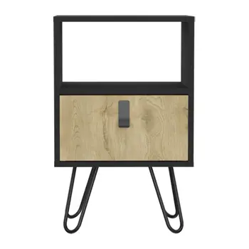 23" Black Wood One Drawer Nightstand