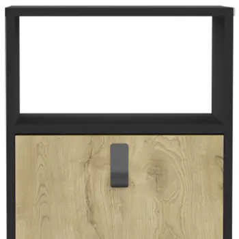 23" Black Wood One Drawer Nightstand