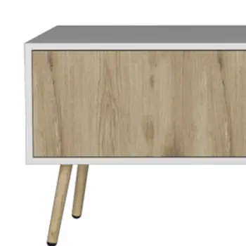 71" White And Beige Enclosed And Open Storage TV Stand