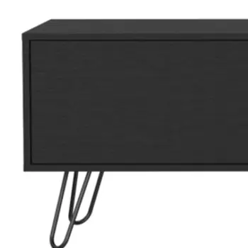 71" Black Wood Enclosed And Open Storage TV Stand