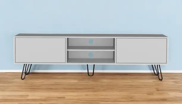71" White Cabinet Open And Enclosed Storage TV Stand