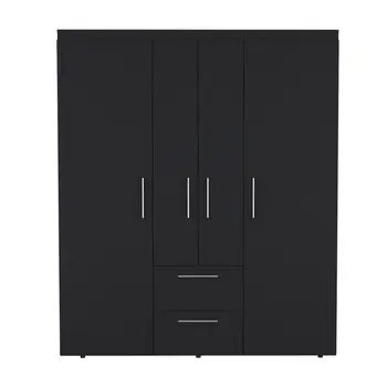 59" Black Two Drawer Combo Dresser