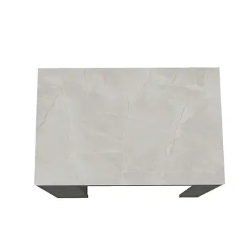 36" White and Gray Marble and Wood Kitchen Island With Storage