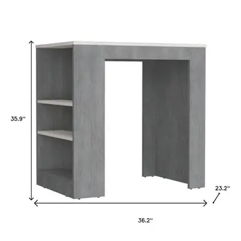 36" Gray Wood Kitchen Island With Storage