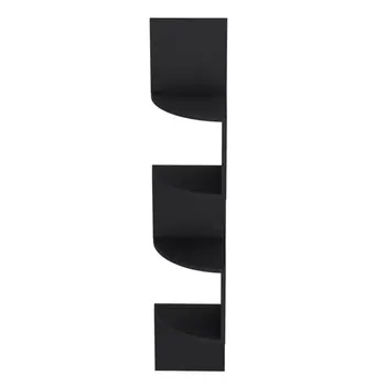 10" Black Wood Wall Mounted Corner Shelf
