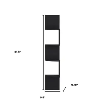 10" Black Wood Wall Mounted Corner Shelf
