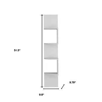 52" White Wood Wall Mounted Corner Shelf