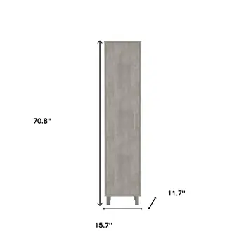71" Gray Wood Pantry Or Storage Closet