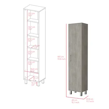 71" Gray Wood Pantry Or Storage Closet