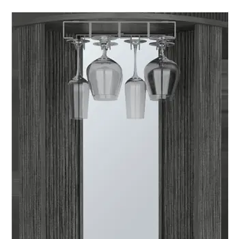 75" Smoky Black Wood Corner Bar Cabinet With Two Doors