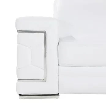 71" White And Silver Genuine Leather Love Seat