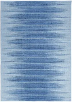 5' X 7' Blue Ombre Distressed Non Skid Area Rug