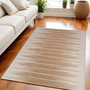 5' X 7' Brown Ombre Distressed Non Skid Area Rug