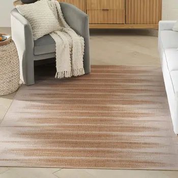 5' X 7' Brown Ombre Distressed Non Skid Area Rug