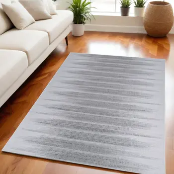 5' X 7' Gray Ombre Distressed Non Skid Area Rug