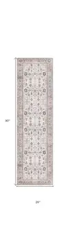 8' Ivory and Gray Tribal Distressed Non Skid Runner Rug
