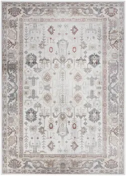 5' X 7' Ivory and Gray Oriental Distressed Non Skid Area Rug