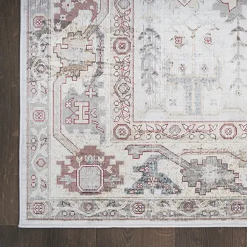 5' X 7' Ivory and Gray Oriental Distressed Non Skid Area Rug