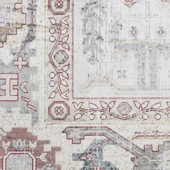 5' X 7' Ivory and Gray Oriental Distressed Non Skid Area Rug