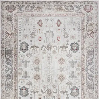 5' X 7' Ivory and Gray Oriental Distressed Non Skid Area Rug
