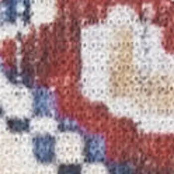 5' X 7' Red and Ivory Floral Medallion Distressed Non Skid Area Rug