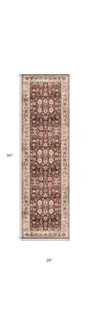 8' Red and Ivory Oriental Distressed Non Skid Runner Rug