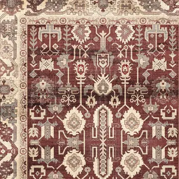 8' Red and Ivory Oriental Distressed Non Skid Runner Rug